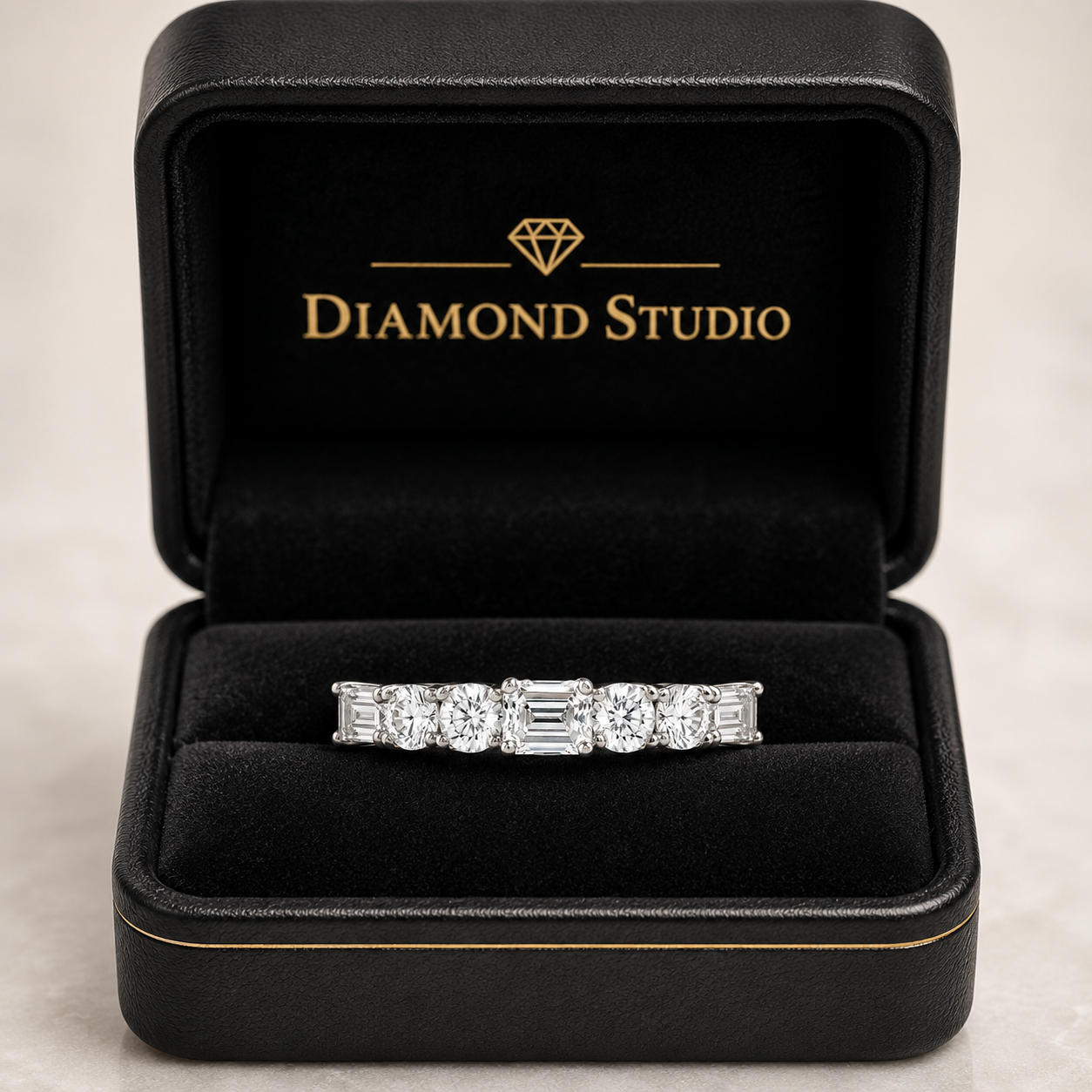 2.30 CT Emerald & Round Lab-Grown Diamond Ring in 14K White Gold (D–F / VS1–VS2)