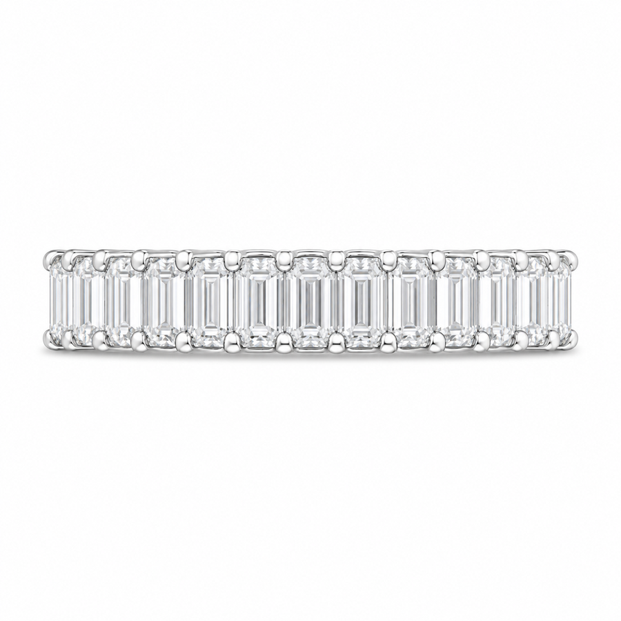 2.70 CT Emerald-Cut Lab-Grown Diamond Ring in 14K White Gold (D–F / VS1–VS2)