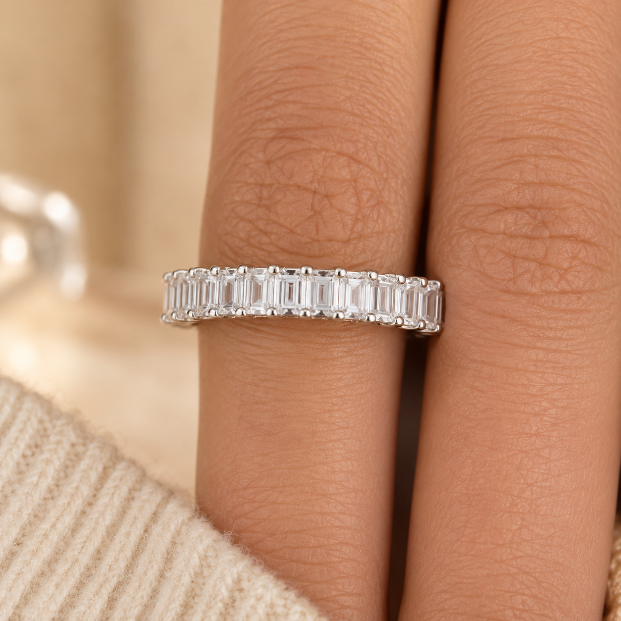 2.70 CT Emerald-Cut Lab-Grown Diamond Ring in 14K White Gold (D–F / VS1–VS2)