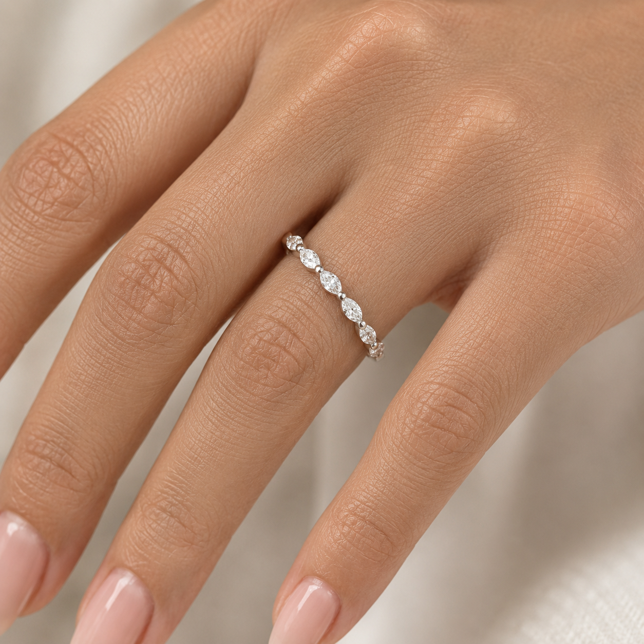 1.00 CT Lab-Grown Diamond Eternity Band Ring in 14K White Gold (D–F / VS1–VS2)