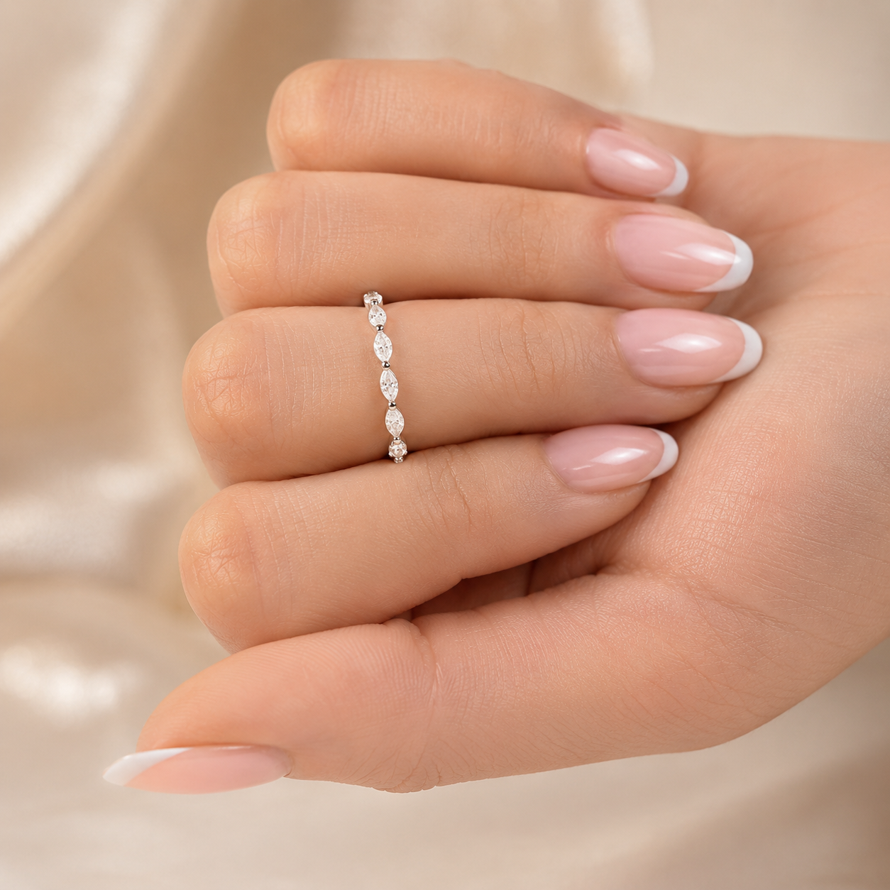 1.00 CT Lab-Grown Diamond Eternity Band Ring in 14K White Gold (D–F / VS1–VS2)