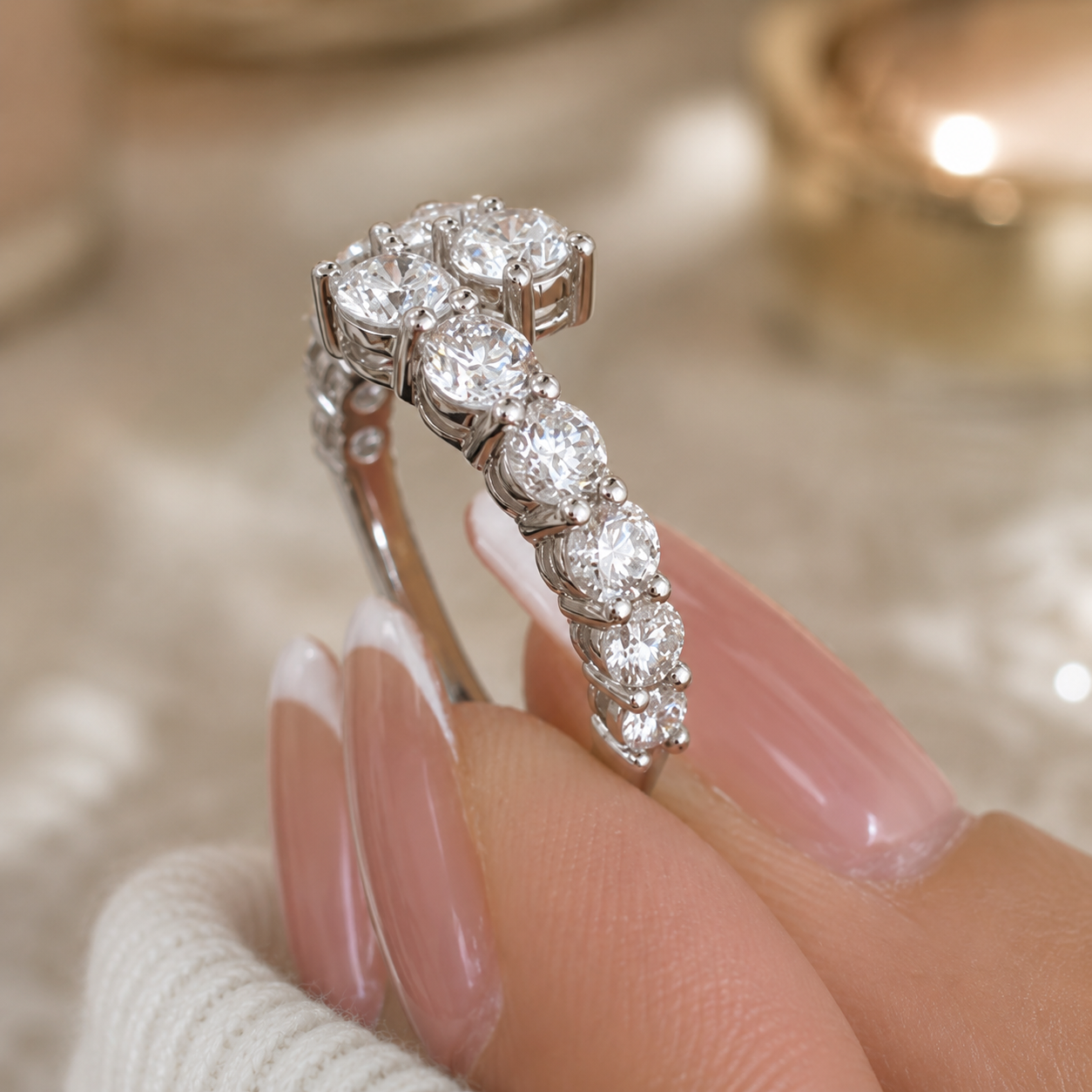 1.70 CT Lab-Grown Diamond Prong Band Ring in 14K White Gold (D–F / VS1–VS2)