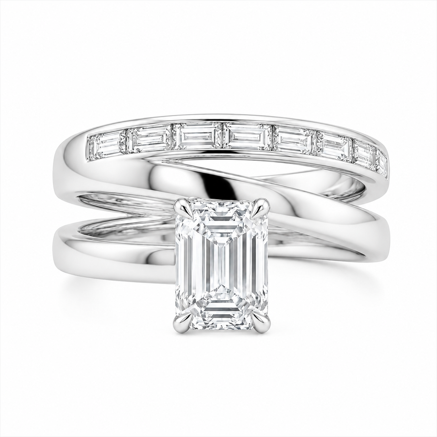 1.90 CT Lab-Grown Diamond Monél Ring in 14K White Gold (D–F / VS1–VS2)