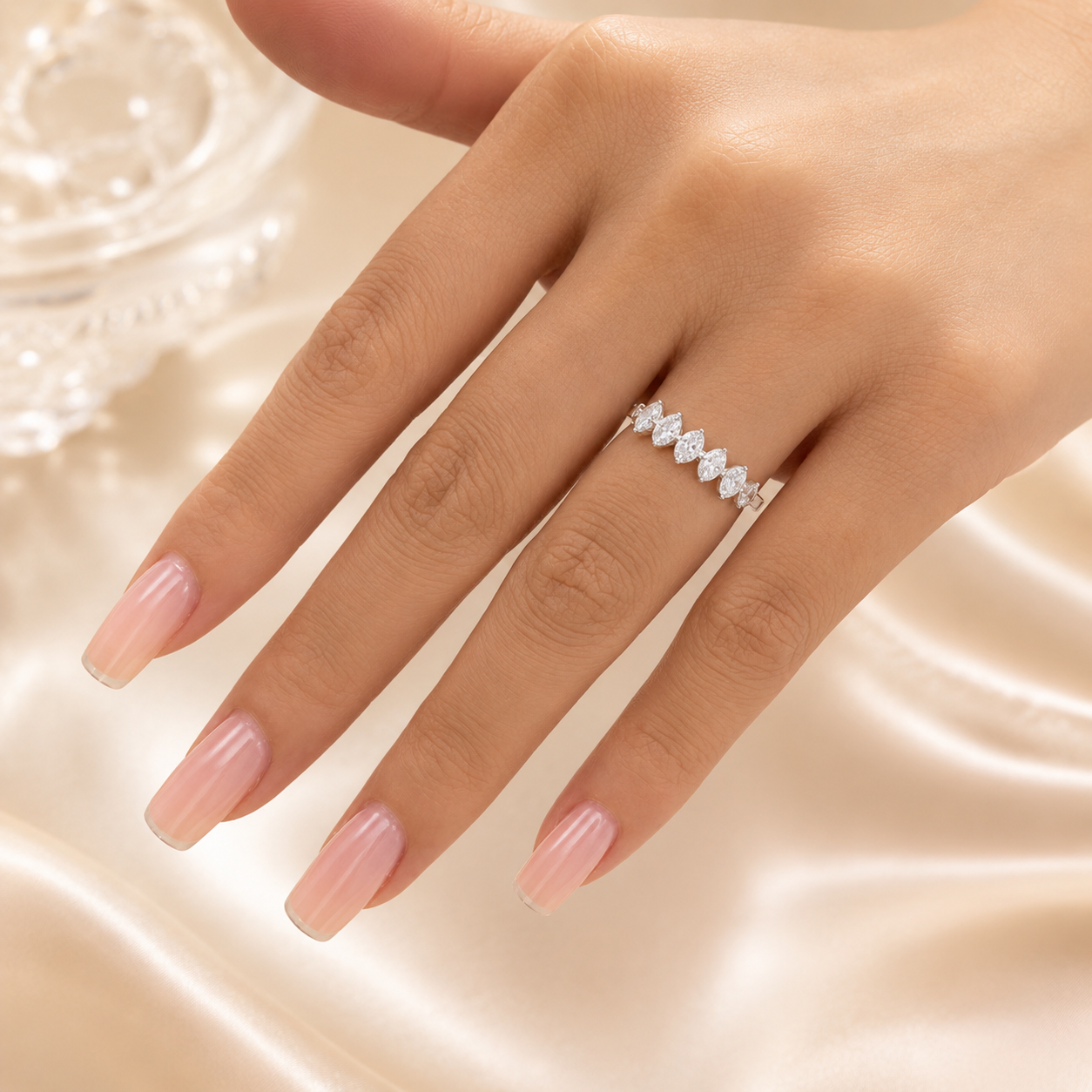 1.60 CT Lab-Grown Diamond 6-Stone Anniversary Ring in 14K White Gold (D–F / VS1–VS2)