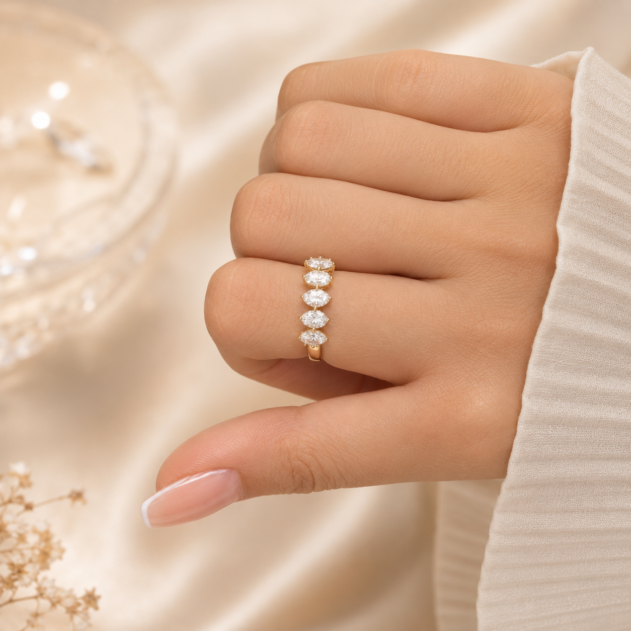 1.60 CT Lab-Grown Diamond 6-Stone Anniversary Ring in 14K White Gold (D–F / VS1–VS2)