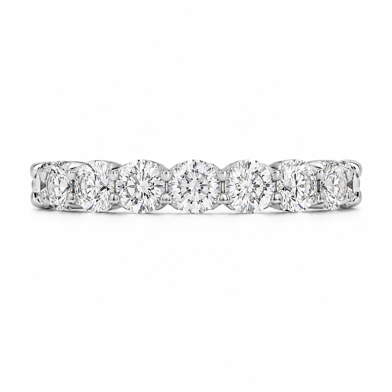 3.20 CT Lab-Grown Diamond Eternity Ring in 14K White Gold (D–F / VS1–VS2)