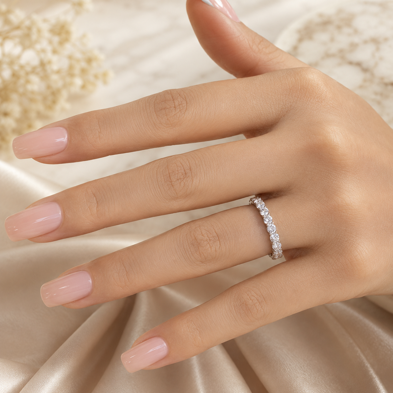 3.20 CT Lab-Grown Diamond Eternity Ring in 14K White Gold (D–F / VS1–VS2)