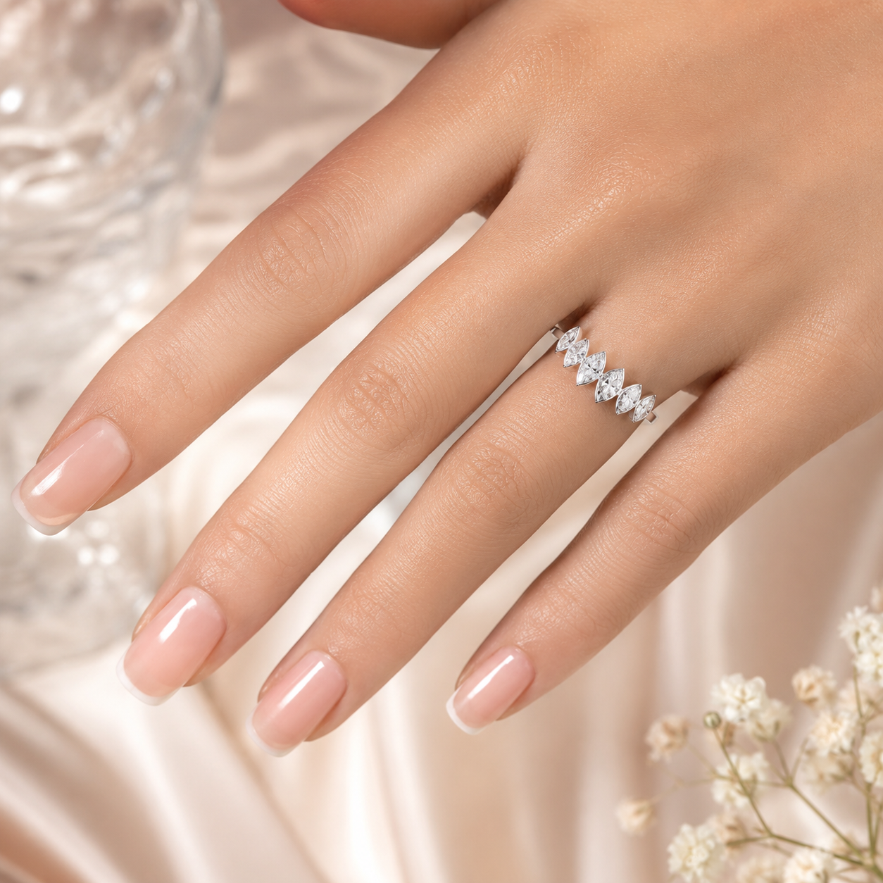 1.10 CT Lab-Grown Diamond Band Ring in 14K White Gold (D–F / VS1–VS2)