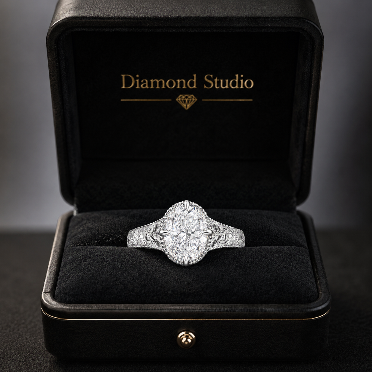 2.00 CT Art Deco Oval Cut Lab-Grown Diamond Engagement Ring in 14K White Gold – Handcrafted Milgrain Bezel Vintage Design
