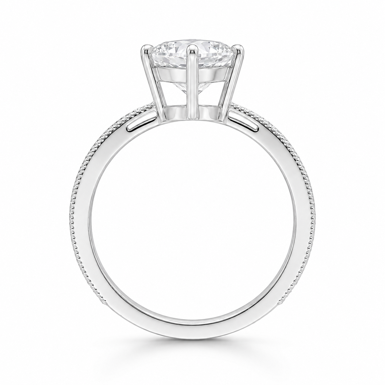 3.00 CT Antique Dutch Marquise Cut Lab-Grown Diamond Engagement Ring in 14K White Gold – Vintage Art Deco Hand-Engraved Design