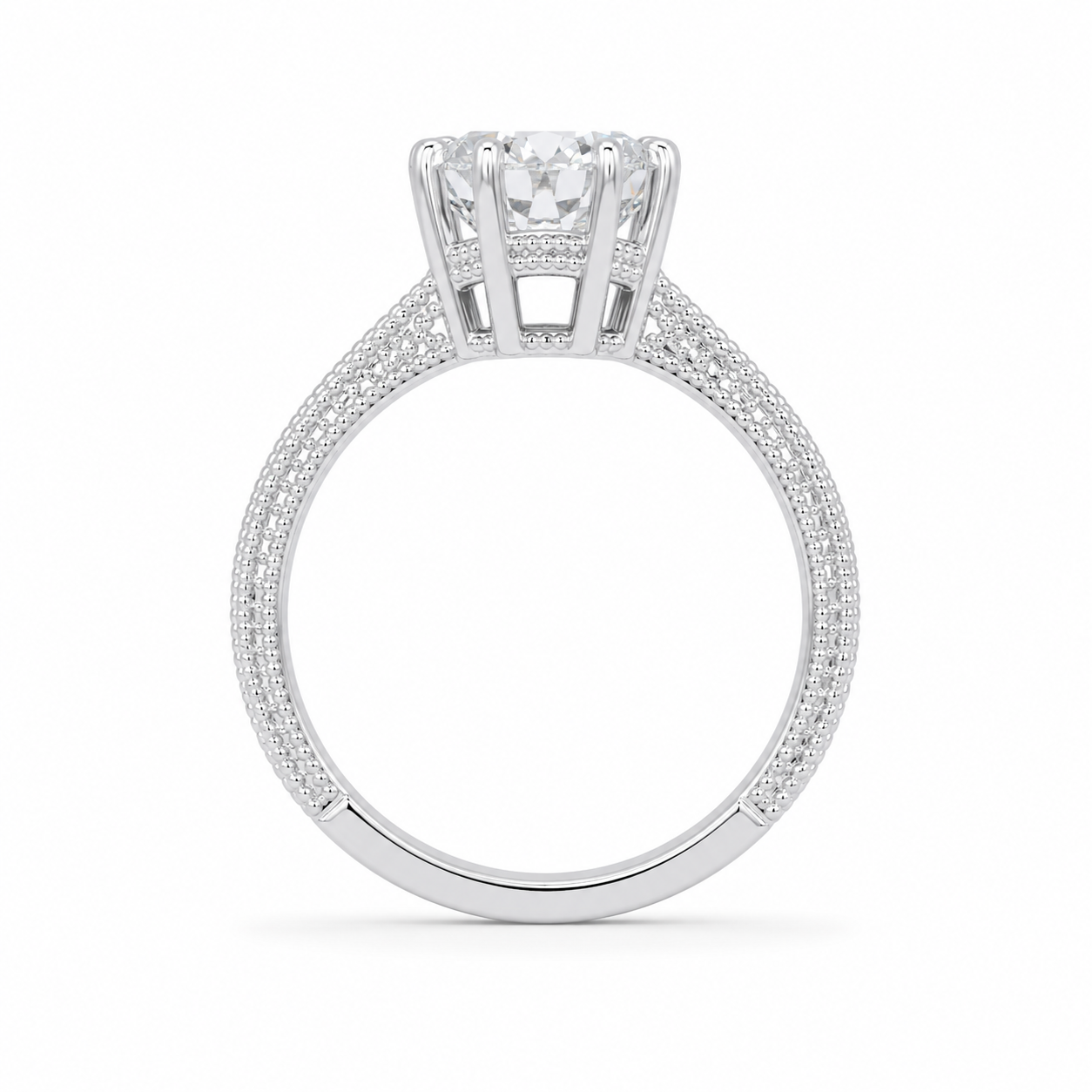 1.00 CT Vintage Lab-Grown Diamond Engagement Ring in 14K White Gold – Hand-Engraved Art Deco Minimalist Design