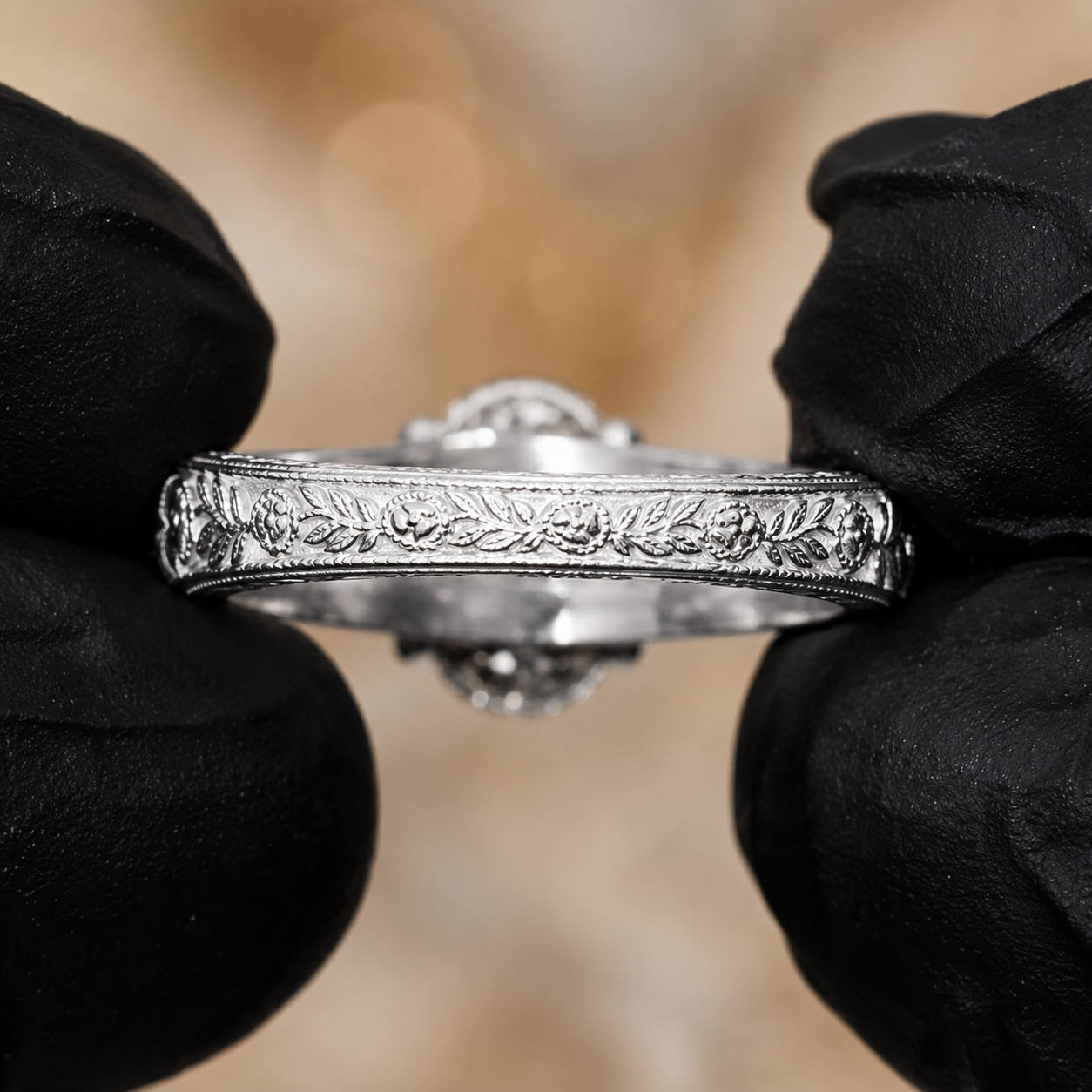 1.50 CT Oval Cut Lab-Grown Diamond Engagement Ring in 14K White Gold – Vintage Engraved Filigree Design