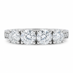 1.00 CT Vintage Four Stone Lab-Grown Diamond Wedding Band in 14K White Gold – Engraved Stacking Anniversary Ring