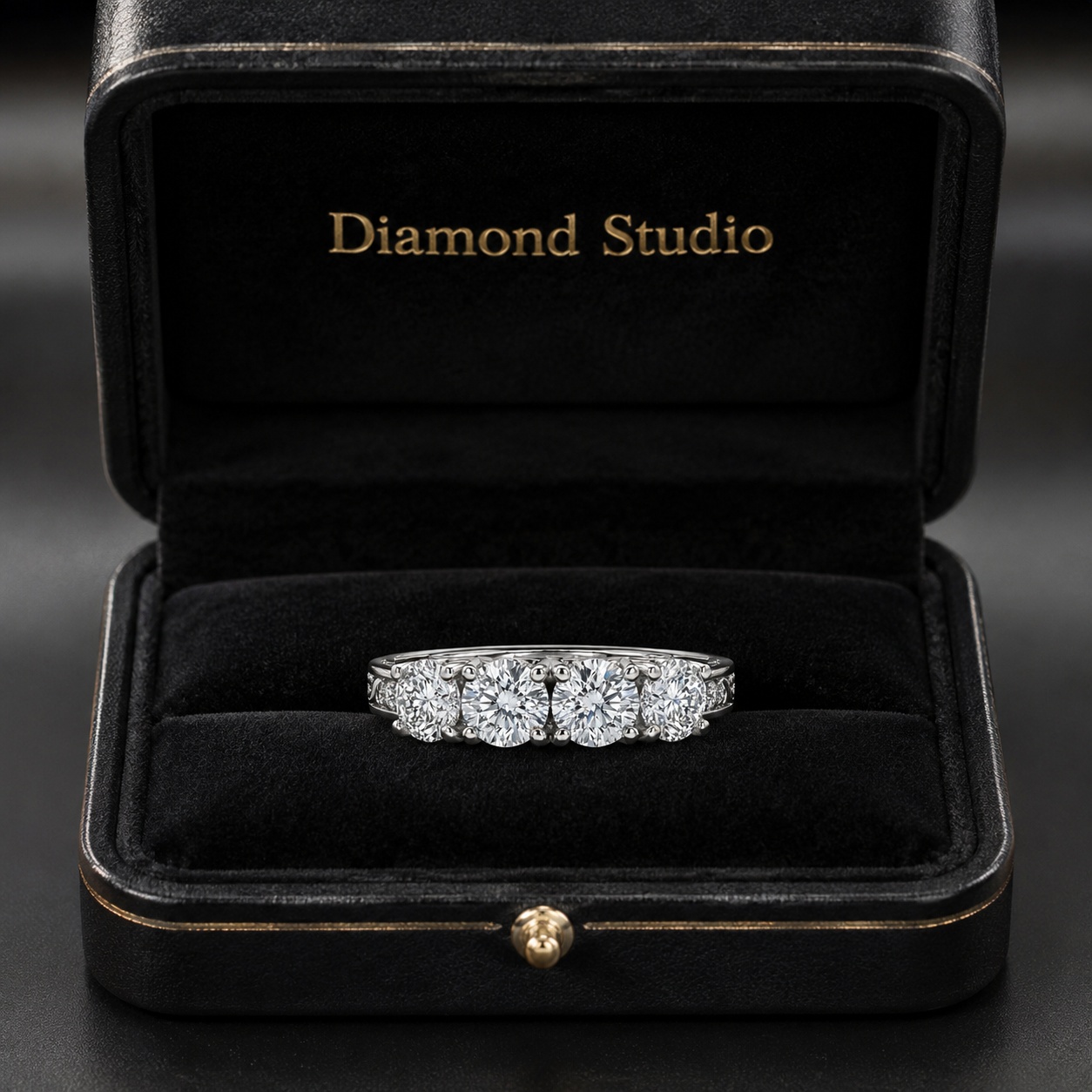 1.00 CT Vintage Four Stone Lab-Grown Diamond Wedding Band in 14K White Gold – Engraved Stacking Anniversary Ring