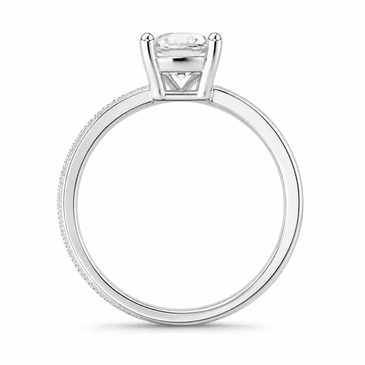 1.00 CT Princess Cut Lab-Grown Diamond Engagement Ring in 14K White Gold – Vintage Engraved Minimalist Couple Band