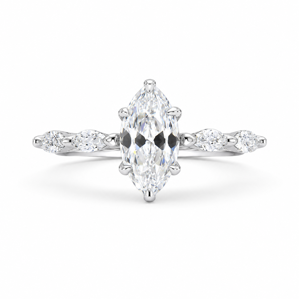 2.00 CT Marquise Lab-Grown Diamond Engagement Ring in 14K White Gold – Hidden Halo Promise Design