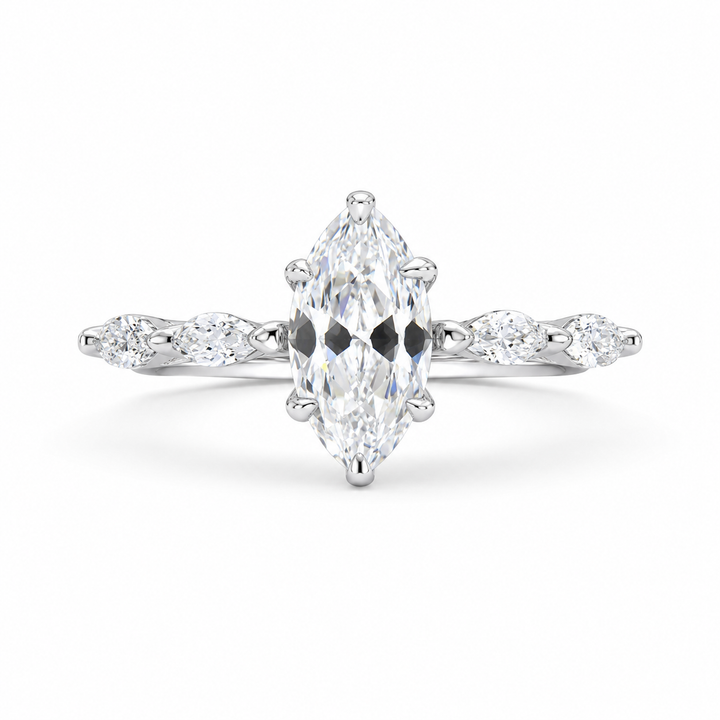 2.00 CT Marquise Lab-Grown Diamond Engagement Ring in 14K White Gold â€“ Hidden Halo Promise Design from Diamond Studio
