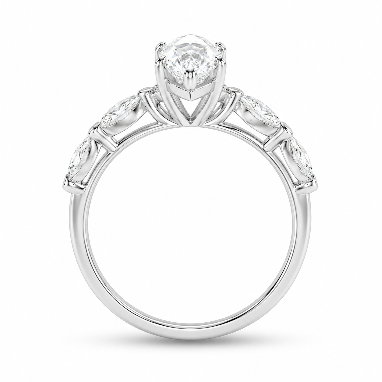 2.00 CT Marquise Lab-Grown Diamond Engagement Ring in 14K White Gold – Hidden Halo Promise Design