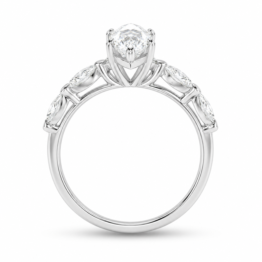 2.00 CT Marquise Lab-Grown Diamond Engagement Ring in 14K White Gold – Hidden Halo Promise Design