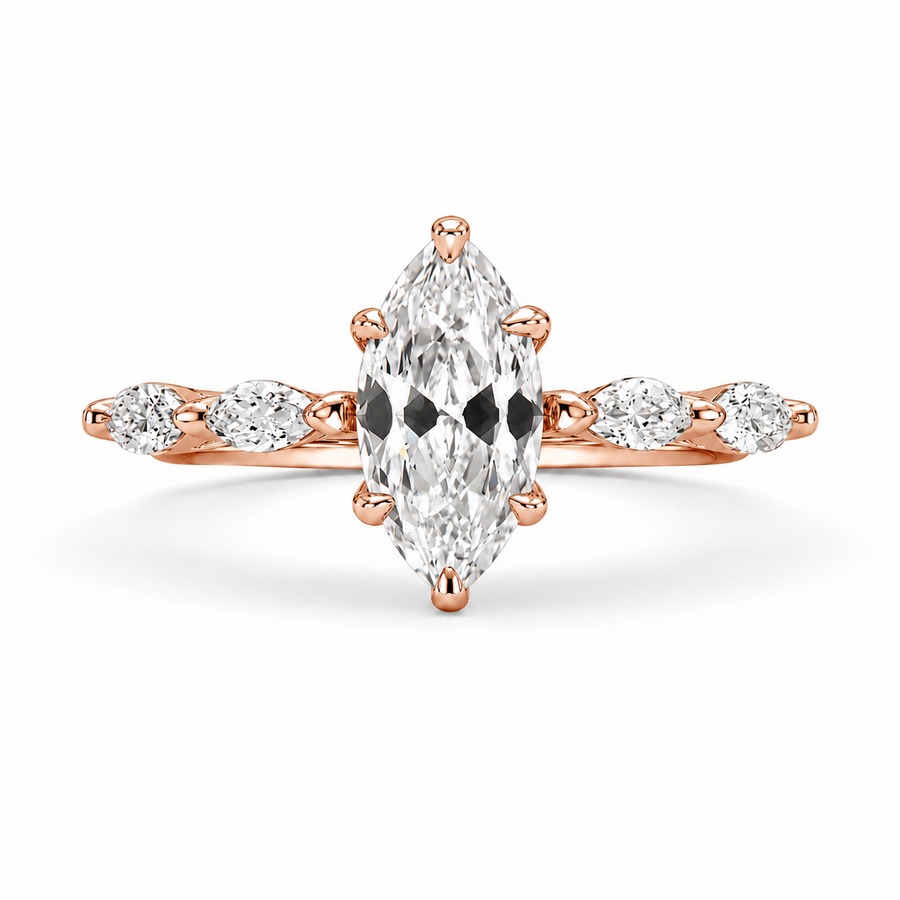 2.00 CT Marquise Lab-Grown Diamond Engagement Ring in 14K White Gold – Hidden Halo Promise Design