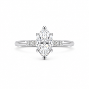 3.00 CT Marquise Cut Lab-Grown Diamond Engagement Ring in 14K White Gold – Tulip Set Engraved Pavé Design