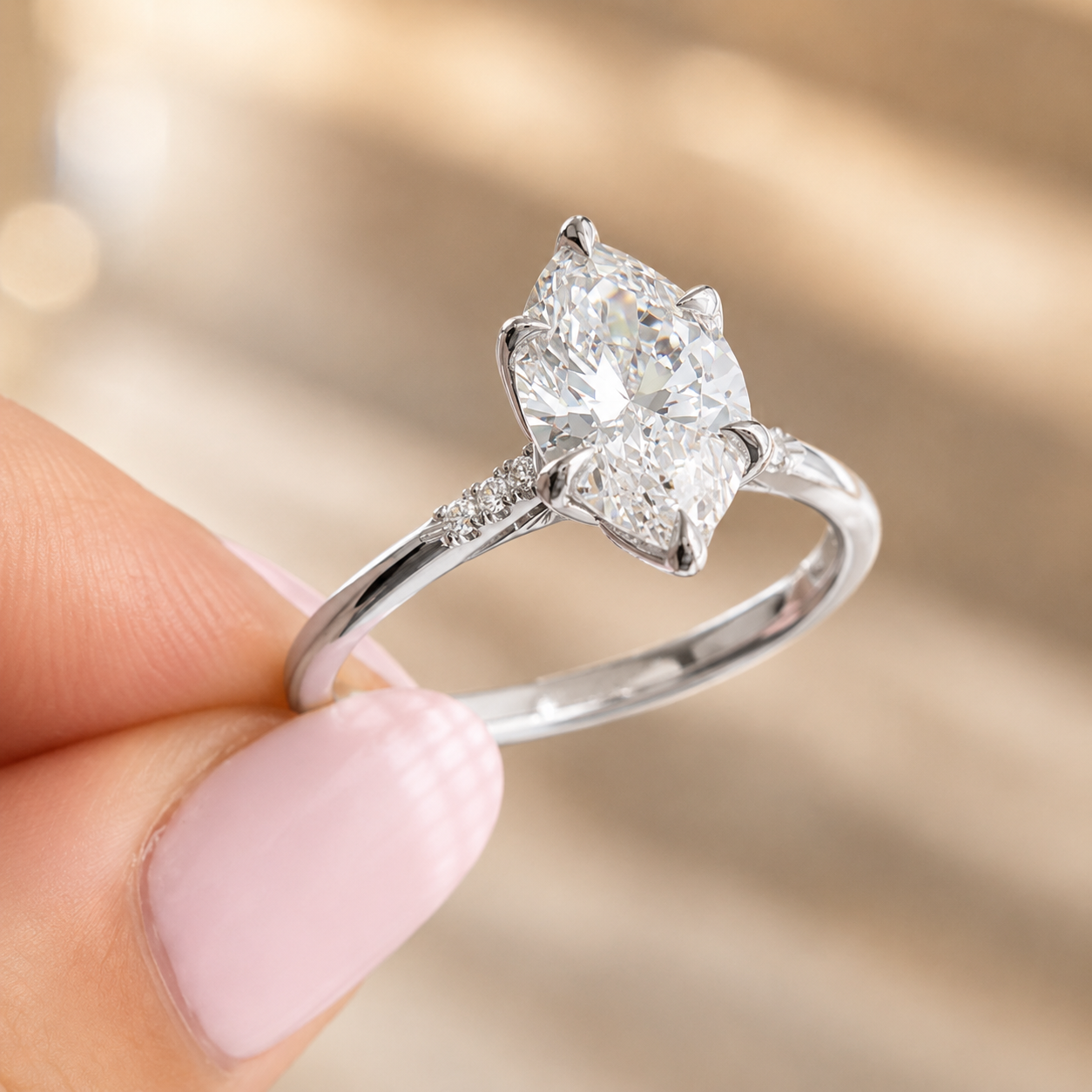 3.00 CT Marquise Cut Lab-Grown Diamond Engagement Ring in 14K White Gold – Tulip Set Engraved Pavé Design