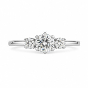 1.00 CT Brilliant Round Cut Lab-Grown Diamond Three-Stone Engagement Ring in 14K White Gold – Genuine Trilogy Wedding Design