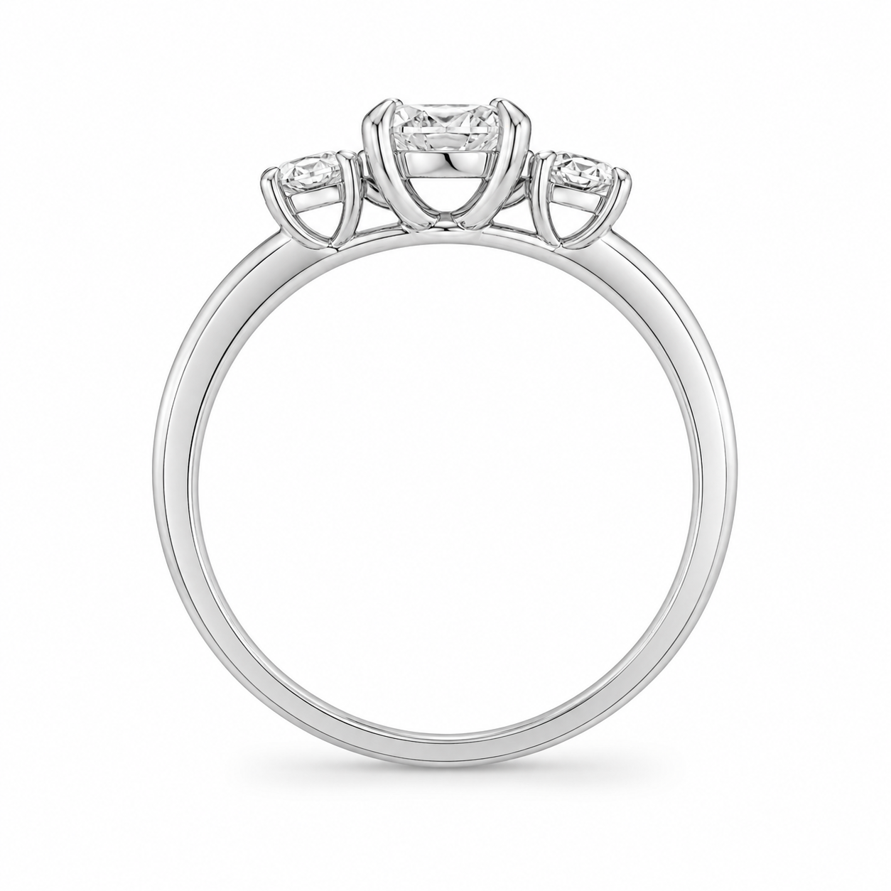 1.00 CT Brilliant Round Cut Lab-Grown Diamond Three-Stone Engagement Ring in 14K White Gold – Genuine Trilogy Wedding Design