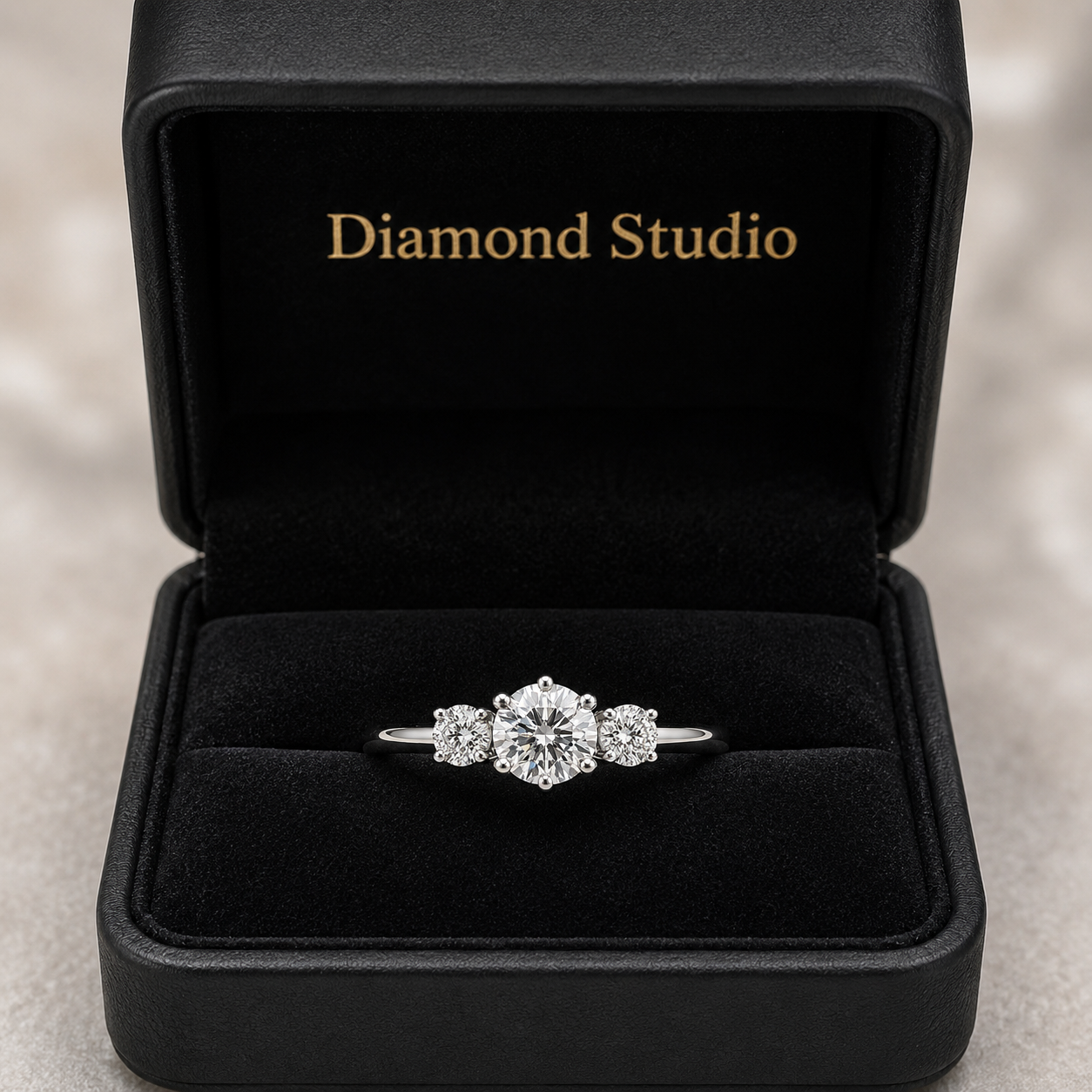 1.00 CT Brilliant Round Cut Lab-Grown Diamond Three-Stone Engagement Ring in 14K White Gold – Genuine Trilogy Wedding Design