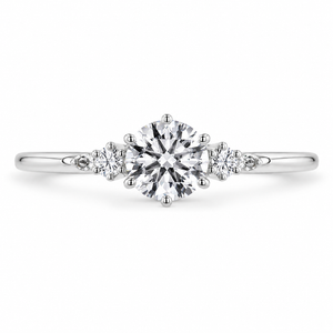 1.00 CT Round Cut Lab-Grown Diamond Three-Stone Engagement Ring in 14K White Gold – Six Prong Classic Design