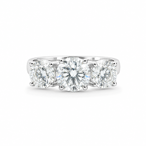 2.50 CT Lab-Grown Diamond Three-Stone Engagement Ring in 14K White Gold – Classic Trilogy Design