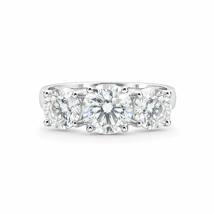 2.50 CT Lab-Grown Diamond Three-Stone Engagement Ring in 14K White Gold â€“ Classic Trilogy Design from Diamond Studio