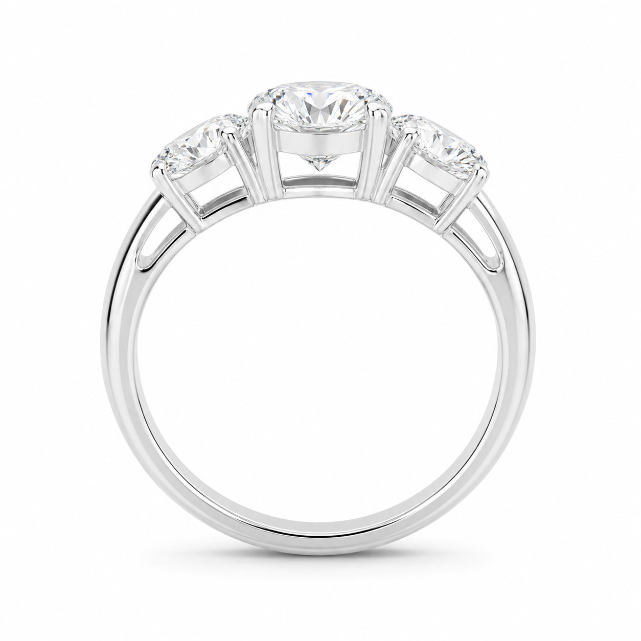 2.50 CT Lab-Grown Diamond Three-Stone Engagement Ring in 14K White Gold – Classic Trilogy Design