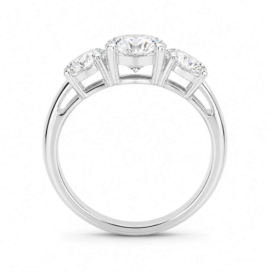 2.50 CT Lab-Grown Diamond Three-Stone Engagement Ring in 14K White Gold – Classic Trilogy Design