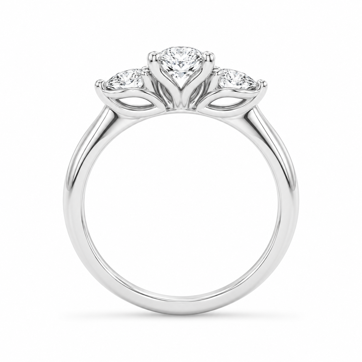 1.80 CT Pear Cut Lab-Grown Diamond Three-Stone Engagement Ring in 14K White Gold – Classic Trilogy Design