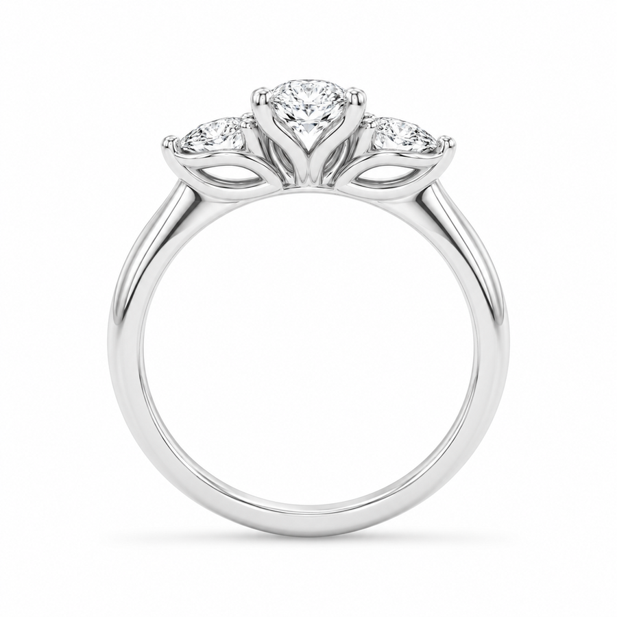 1.80 CT Pear Cut Lab-Grown Diamond Three-Stone Engagement Ring in 14K White Gold – Classic Trilogy Design