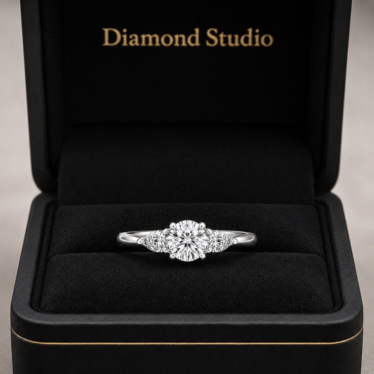 1.80 CT Pear Cut Lab-Grown Diamond Three-Stone Engagement Ring in 14K White Gold – Classic Trilogy Design