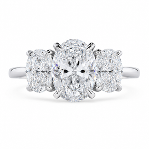 2.50 CT Oval Cut Lab-Grown Diamond Three-Stone Engagement Ring in 14K White Gold – Trilogy Anniversary Design