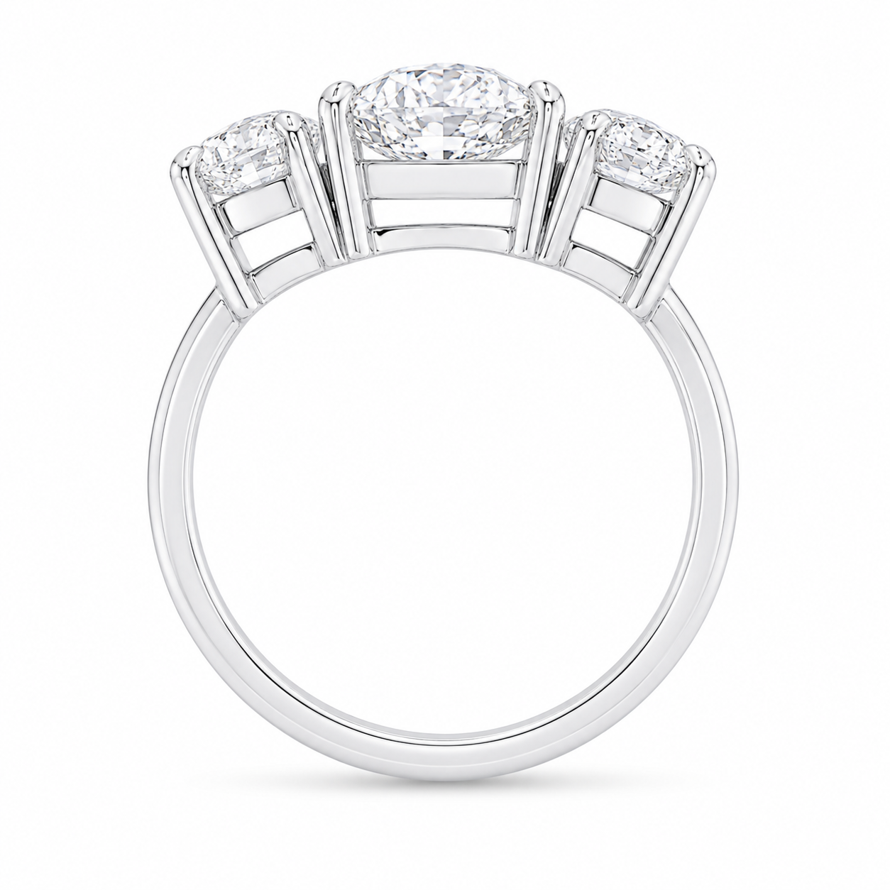 2.50 CT Oval Cut Lab-Grown Diamond Three-Stone Engagement Ring in 14K White Gold – Trilogy Anniversary Design