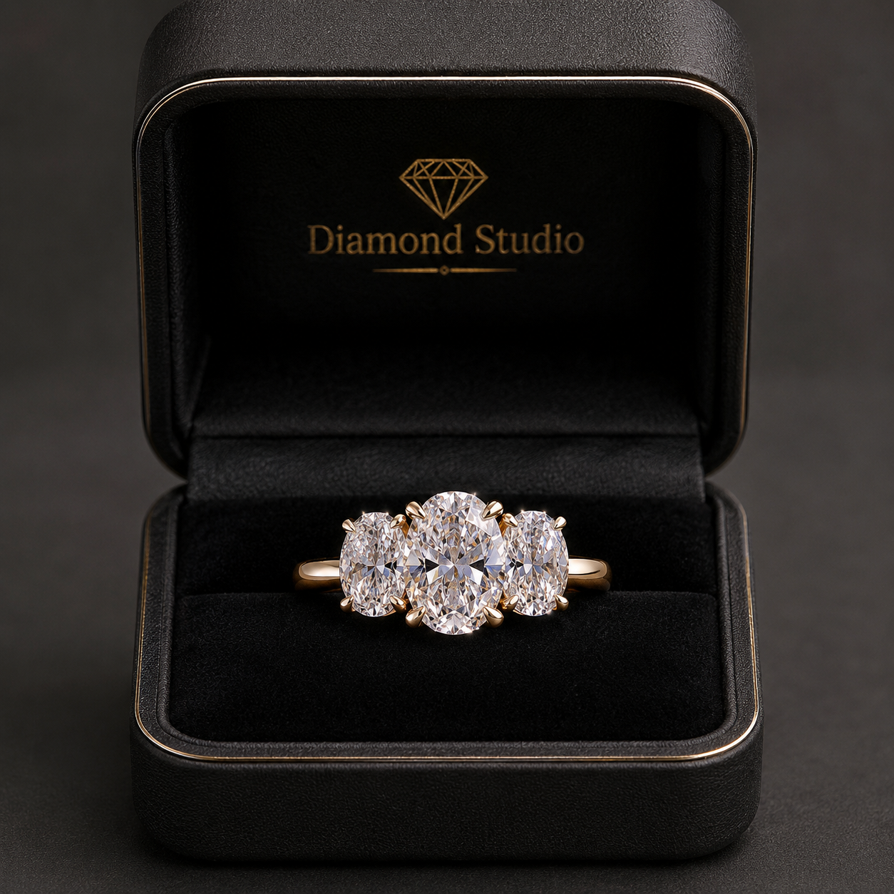 2.50 CT Oval Cut Lab-Grown Diamond Three-Stone Engagement Ring in 14K White Gold – Trilogy Anniversary Design
