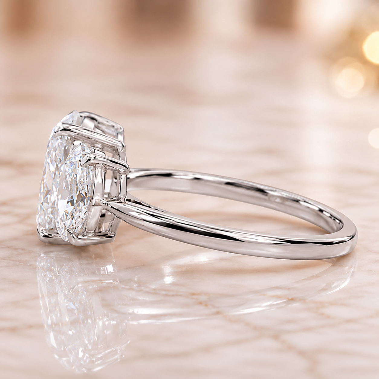 2.50 CT Oval Cut Lab-Grown Diamond Three-Stone Engagement Ring in 14K White Gold – Trilogy Anniversary Design