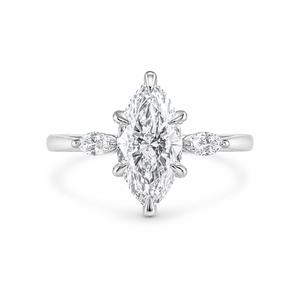 3.00 CT Marquise Lab-Grown Diamond Three-Stone Engagement Ring in 14K White Gold – Anniversary Trilogy Design
