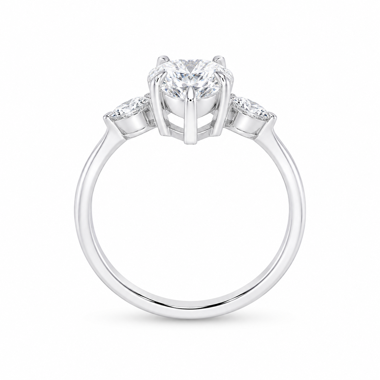 3.00 CT Marquise Lab-Grown Diamond Three-Stone Engagement Ring in 14K White Gold – Anniversary Trilogy Design