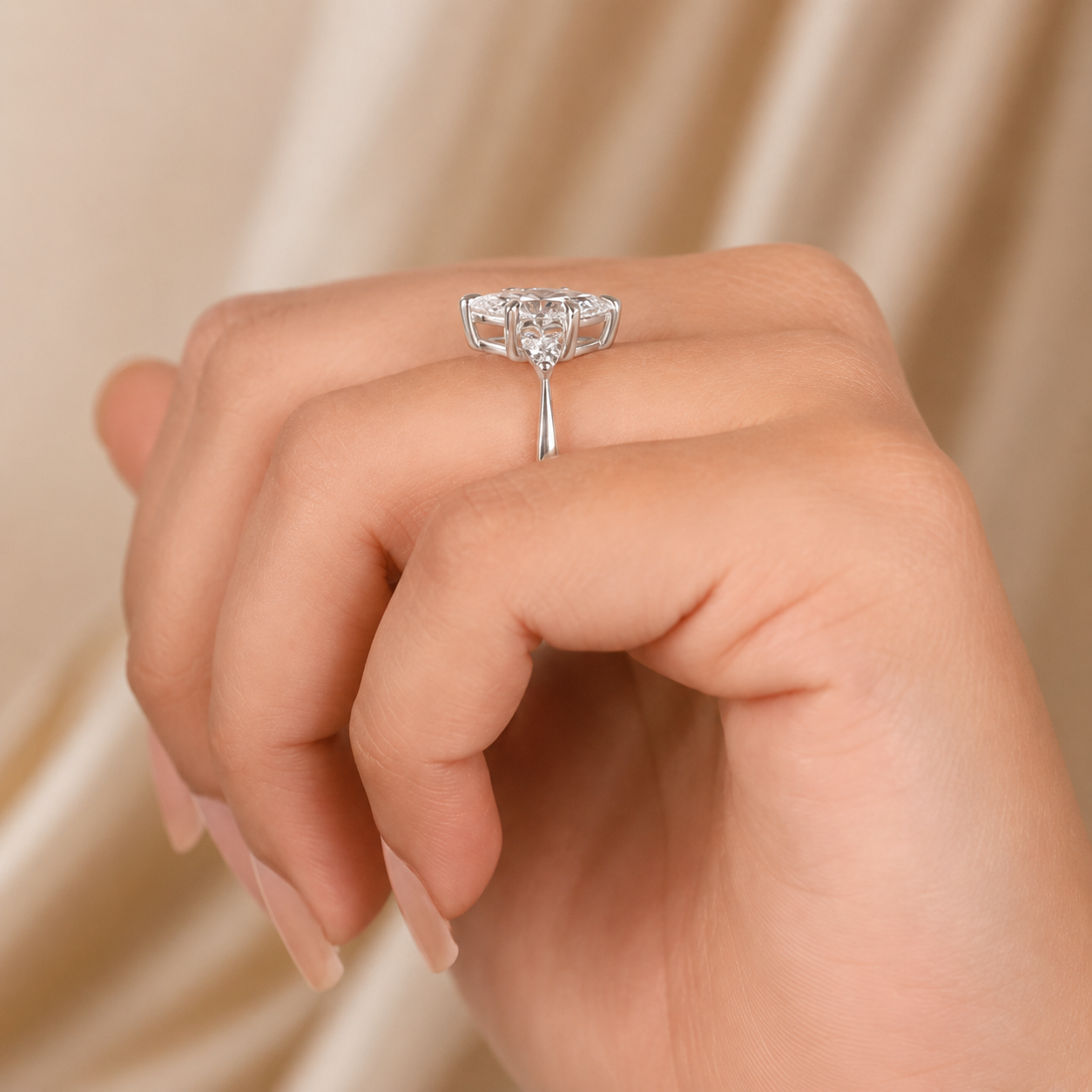 3.00 CT Marquise Lab-Grown Diamond Three-Stone Engagement Ring in 14K White Gold – Anniversary Trilogy Design