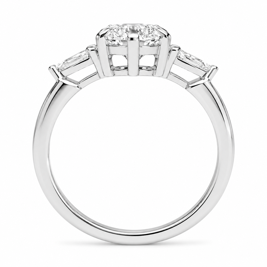 1.80 CT Pear Cut Lab-Grown Diamond Three-Stone Engagement Ring in 14K White Gold – Classic Trilogy Design