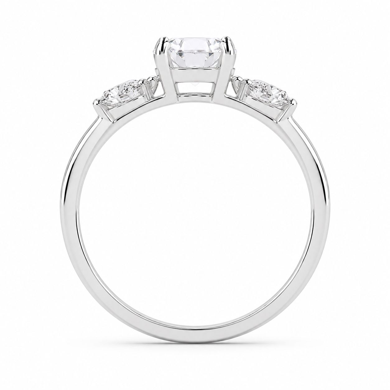 3.00 CT Cushion Cut Lab-Grown Diamond Three-Stone Engagement Ring in 14K White Gold – Classic Trilogy Wedding Design