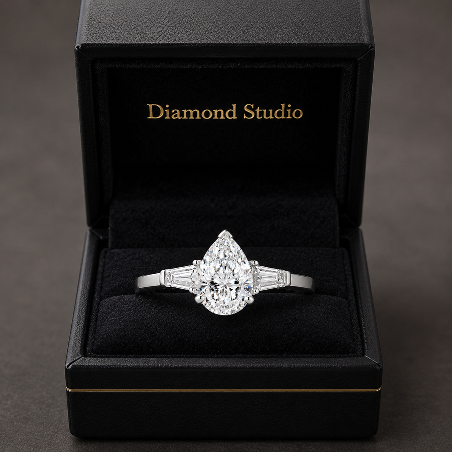 3.00 CT Cushion Cut Lab-Grown Diamond Three-Stone Engagement Ring in 14K White Gold – Classic Trilogy Wedding Design