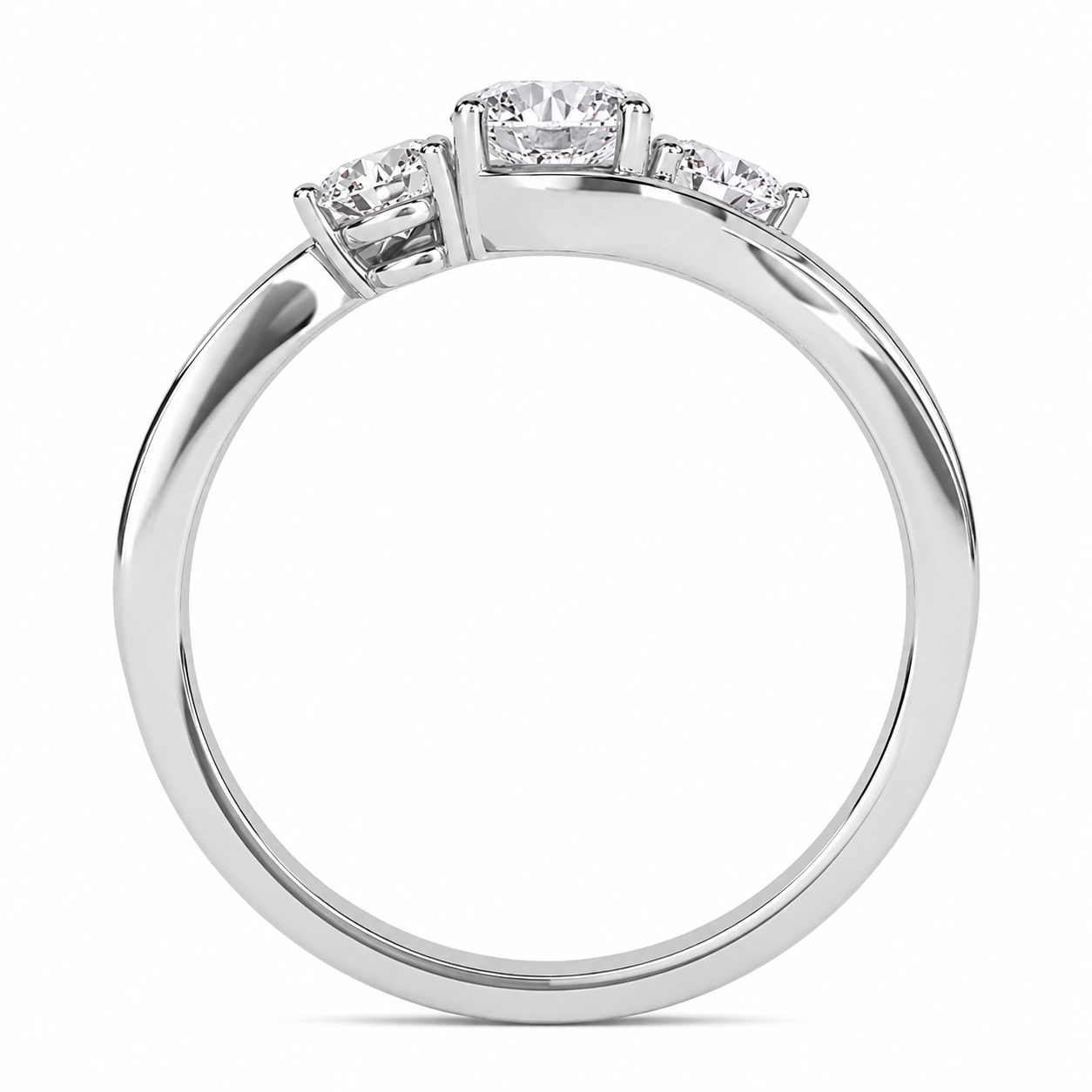 1.00 CT Round Cut Lab-Grown Diamond Three-Stone Engagement Ring in 14K White Gold – IGI Certified Bridal Design