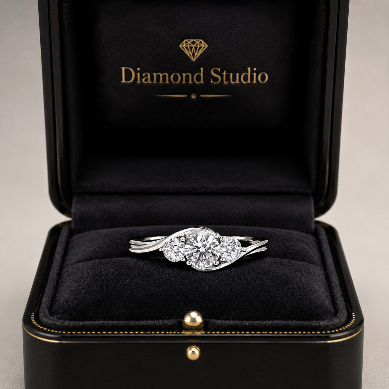 1.00 CT Round Cut Lab-Grown Diamond Three-Stone Engagement Ring in 14K White Gold – IGI Certified Bridal Design