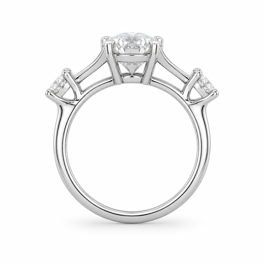 2.00 CT Marquise Cut Lab-Grown Diamond Three-Stone Engagement Ring in 14K White Gold – Trinity Wedding Design